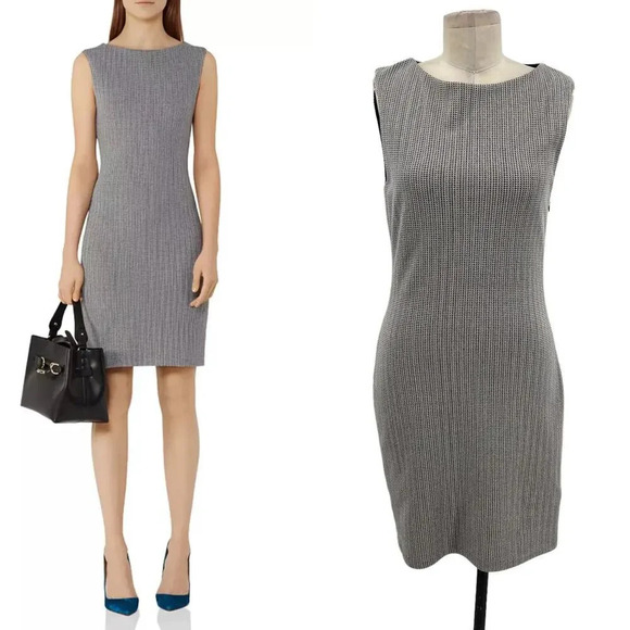 Reiss Dresses & Skirts - Reiss‎ Marte Textured Sheath Dress Tweed Blue Gray Sleeveless Size US 6
